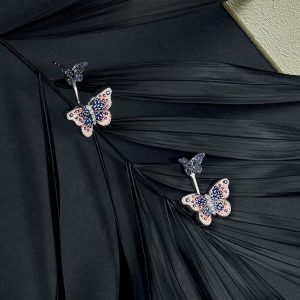 עגילים משובצים אבני חן: Butterfly Earrings ER 501-001